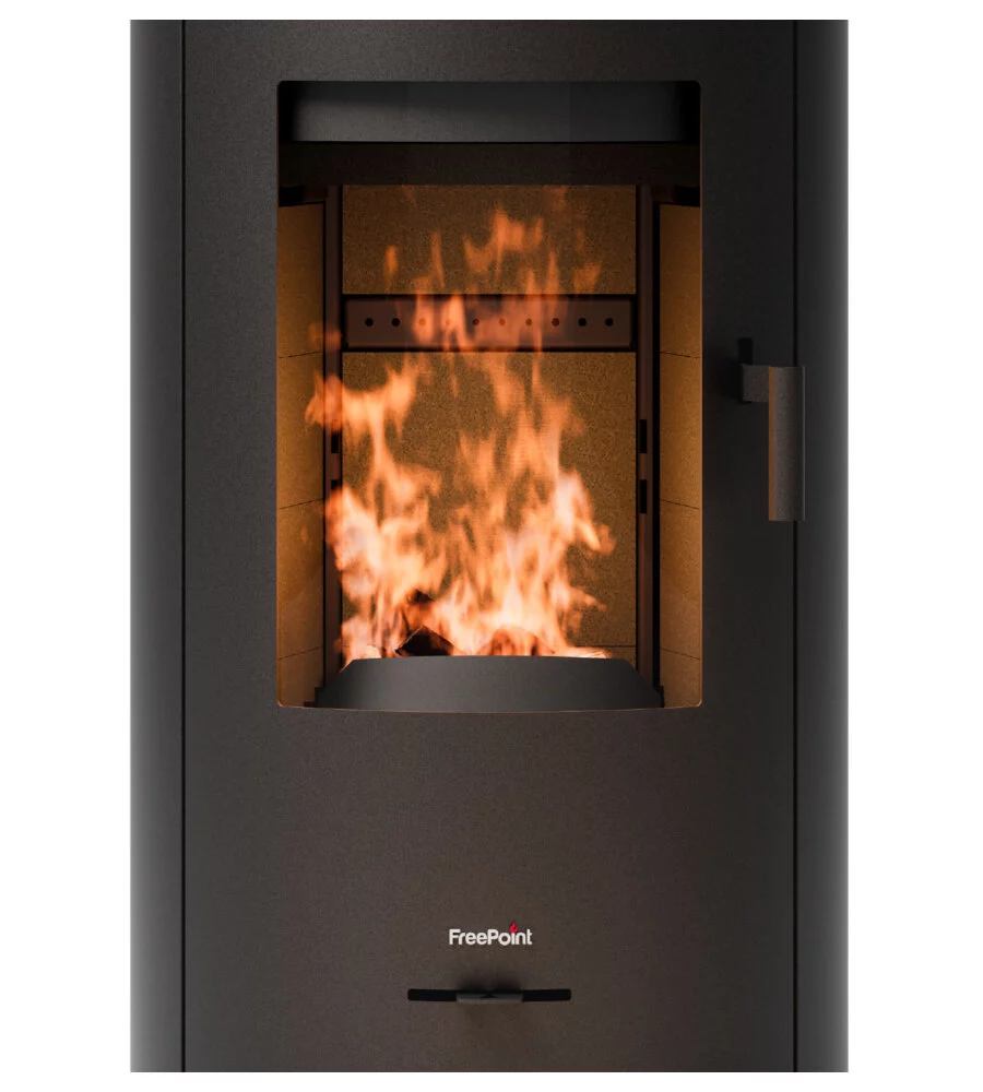 STUFA A LEGNA ERMETICA VENTILATA FREEPOINT "EOS 9 WOOD AIR T2" NERO 9 KW