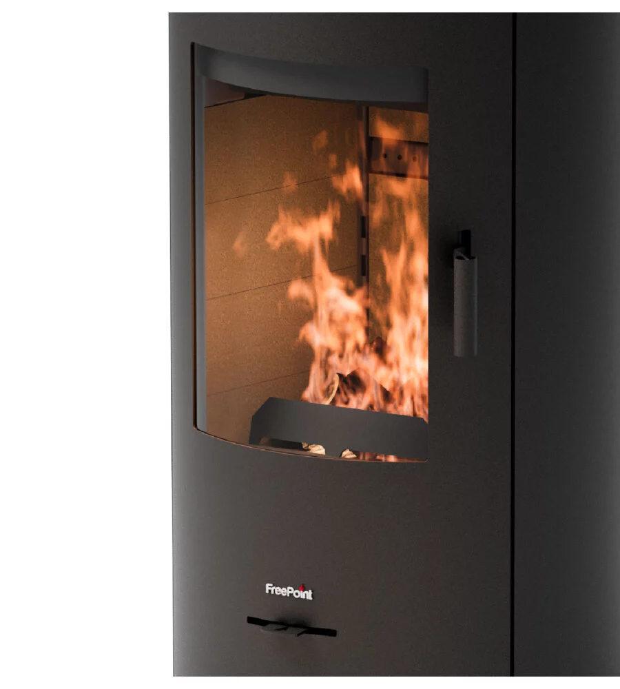 STUFA A LEGNA ERMETICA VENTILATA FREEPOINT "EOS 9 WOOD AIR T2" NERO 9 KW