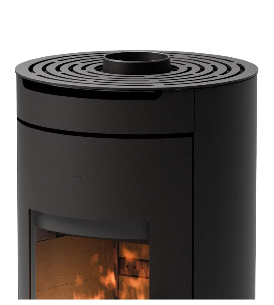 STUFA A LEGNA ERMETICA VENTILATA FREEPOINT "EOS 9 WOOD AIR T2" NERO 9 KW