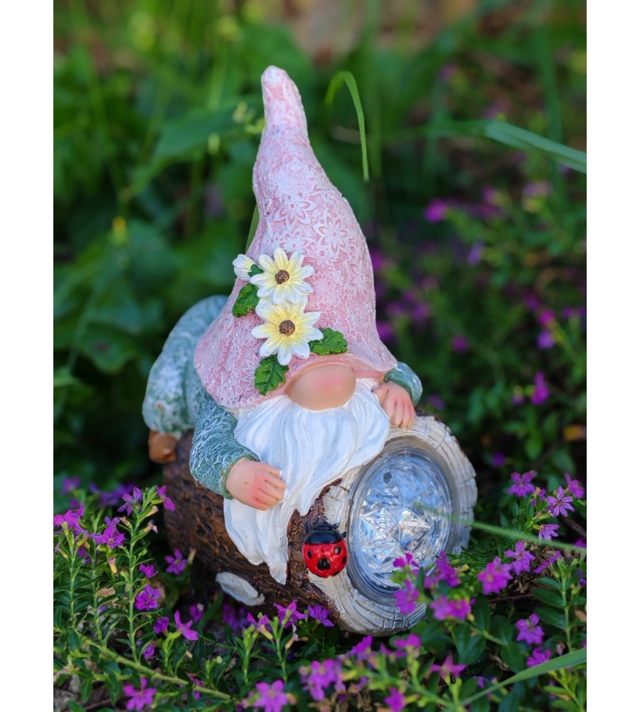 Nano su tronco da giardino solare con illuminazione led bianco caldo 13,5x10,5x20 cm