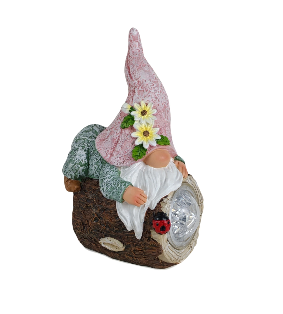 Nano su tronco da giardino solare con illuminazione led bianco caldo 13,5x10,5x20 cm