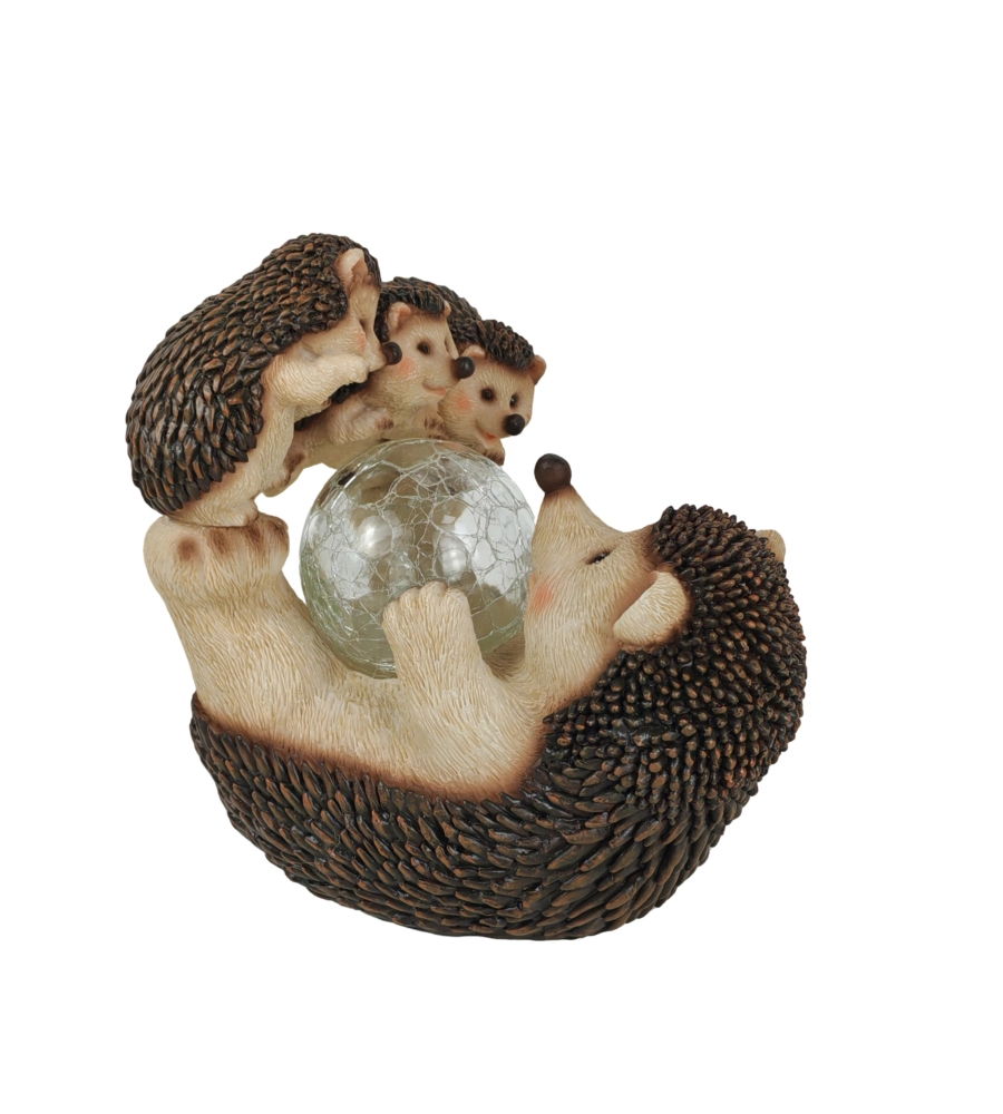 Famiglia ricci da giardino solare EuroGarden con illuminazione led bianco caldo 15,5x20,5x20,5 cm