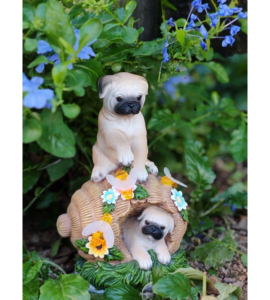 Cagnolini con fiori da giardino solari EuroGarden con illuminazione led bianco caldo 15x11x23 cm