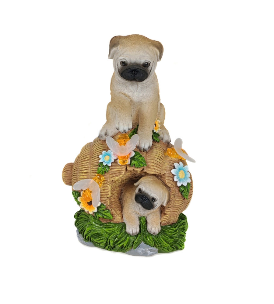 Cagnolini con fiori da giardino solari EuroGarden con illuminazione led bianco caldo 15x11x23 cm