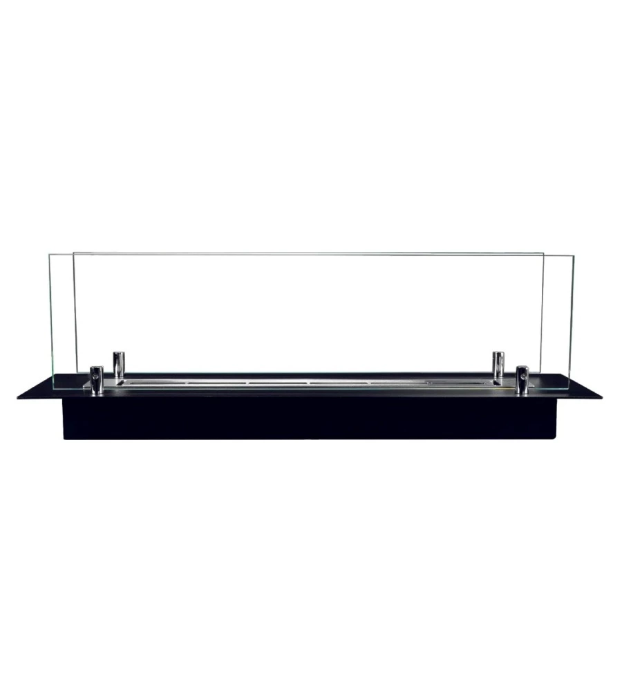 BRUCIATORE PER CAMINO BIOETANOLO DIVINA FIRE IN ACCIAIO INOX E VETRI NERO 64,5X19,4X21 CM