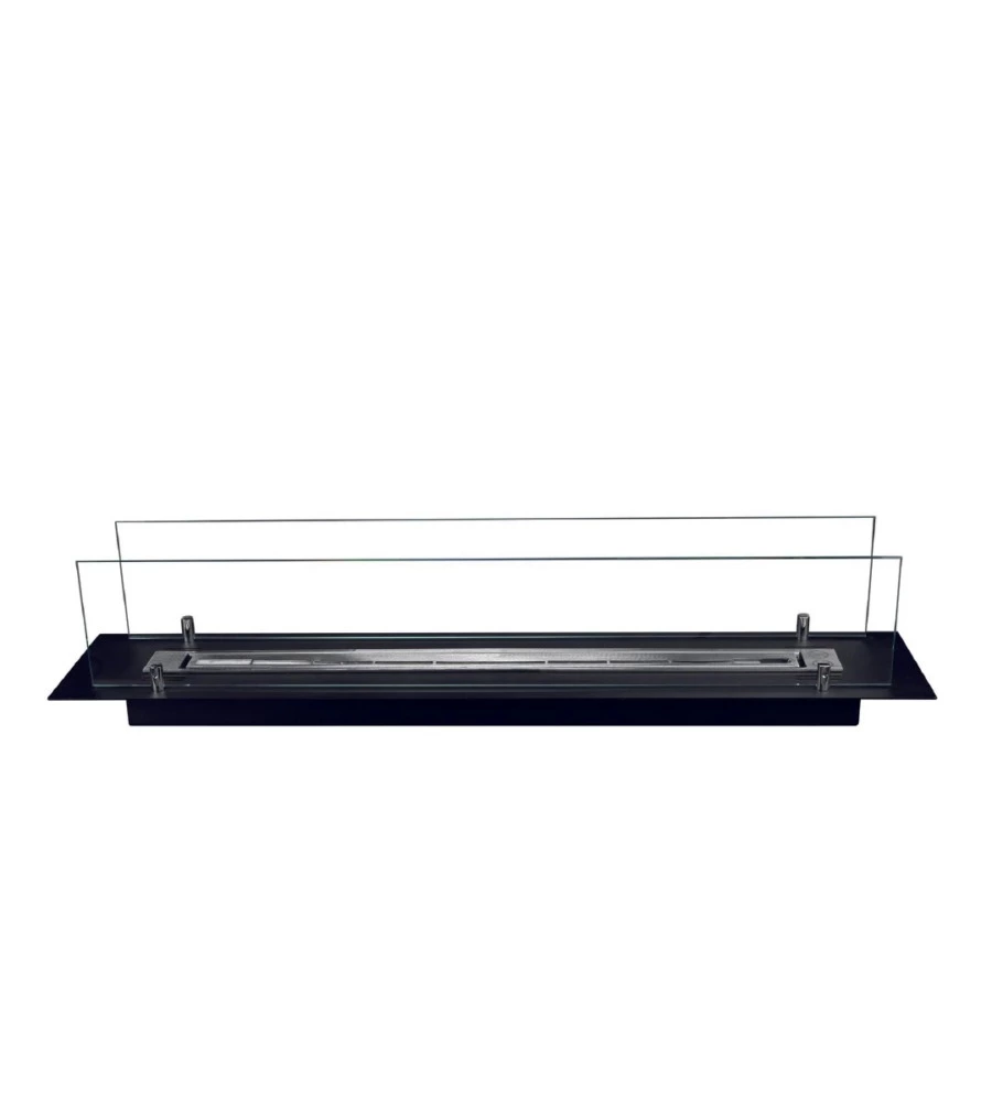 BRUCIATORE PER CAMINO BIOETANOLO DIVINA FIRE IN VETRO E ACCIAIO NERO 99X19,4X21 CM