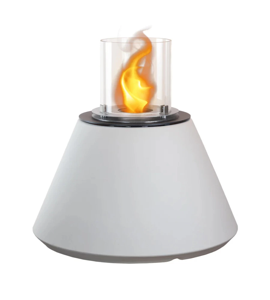 CAMINO BIOETANOLO DA TERRA PER INTERNO ESTERNO DIVINA FIRE "STROMBOLI" IN RESINA BIANCO PERLA Ø60X56 CM