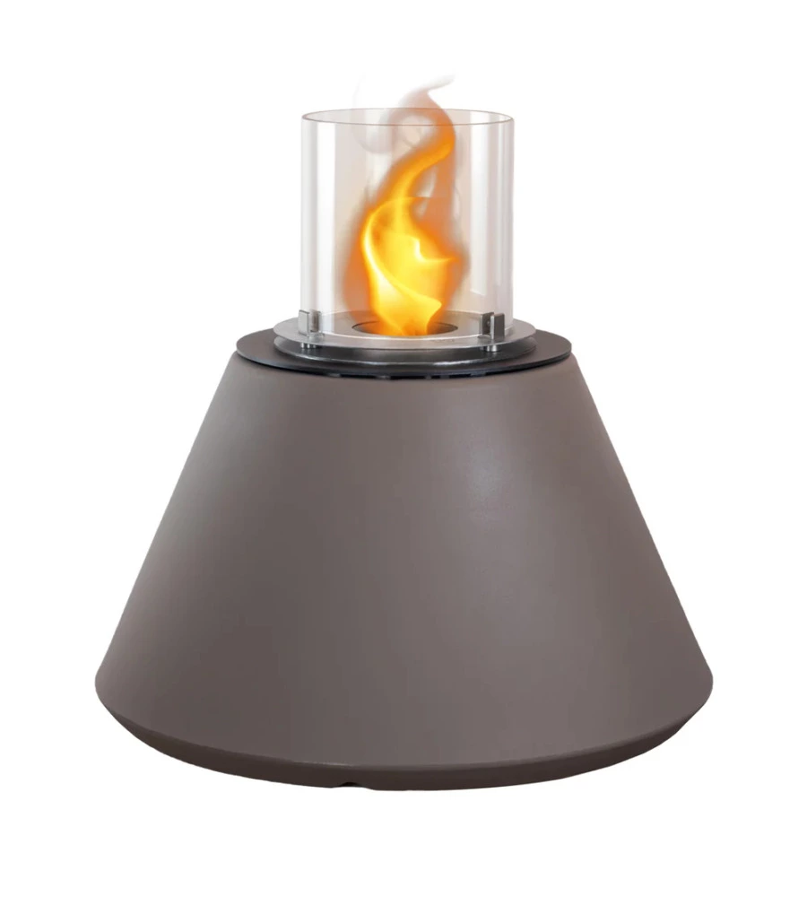 CAMINO BIOETANOLO DA TERRA PER INTERNO ESTERNO DIVINA FIRE "STROMBOLI" IN RESINA TORTORA Ø60X56 CM