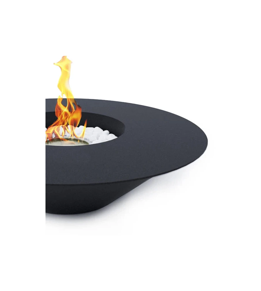 CAMINO BIOETANOLO DA TERRA TONDO PER INTERNO ESTERNO DIVINA FIRE "SANTORINI" IN ACCIAIO NERO Ø60X15 CM