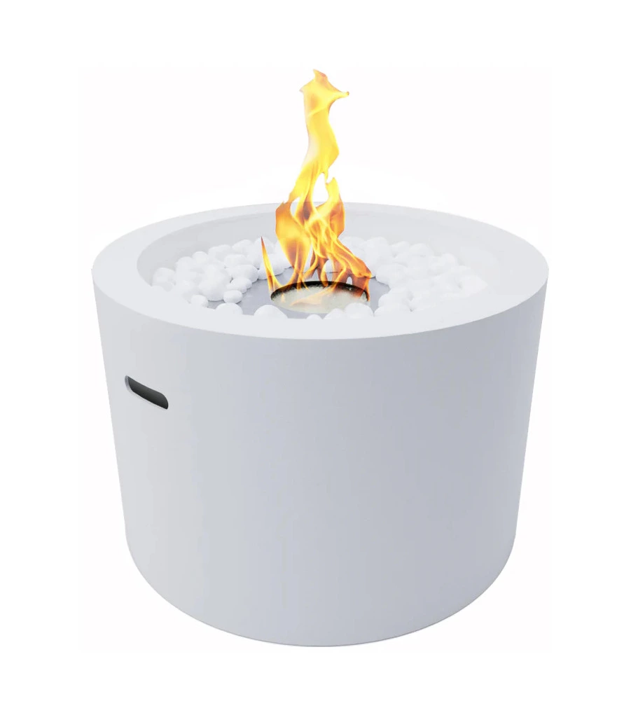 CAMINO BIOETANOLO DA TERRA TONDO PER INTERNO ESTERNO DIVINA FIRE "RODI" IN ACCIAIO BIANCO Ø47,5X32,5 CM