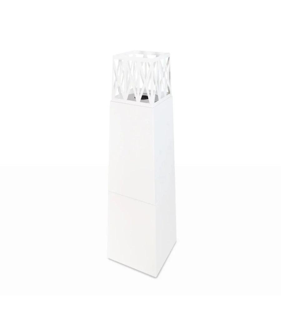 CAMINO BIOETANOLO DA TERRA PER ESTERNO DIVINA FIRE "VULCANO" IN ACCIAIO BIANCO 40X40X145 CM