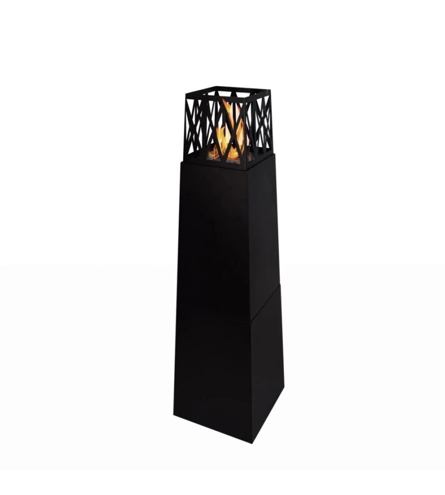 CAMINO BIOETANOLO DA TERRA PER ESTERNO DIVINA FIRE "VULCANO" IN ACCIAIO NERO 40X40X145 CM