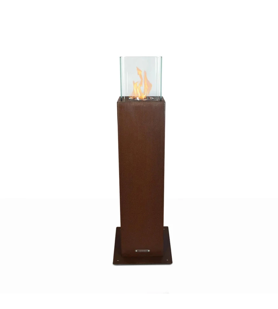CAMINO BIOETANOLO DA TERRA PER ESTERNO DIVINA FIRE "CAPRI 70" IN ACCIAIO RUGGINE 30X30X70 CM