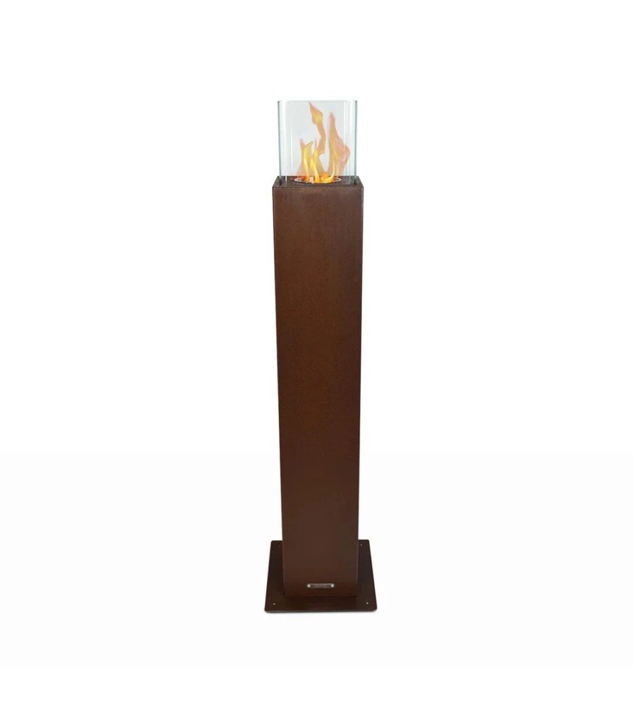 CAMINO BIOETANOLO DA TERRA PER ESTERNO DIVINA FIRE "CAPRI 110" IN ACCIAIO RUGGINE 30X30X128 CM