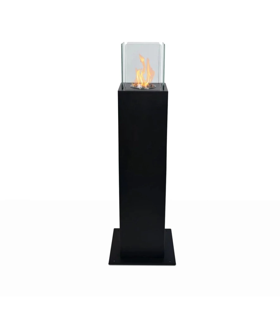 CAMINO BIOETANOLO DA TERRA PER ESTERNO DIVINA FIRE "CAPRI 110" IN ACCIAIO NERO 30X30X110 CM