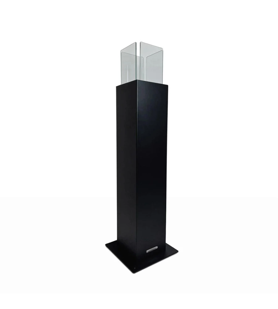 CAMINO BIOETANOLO DA TERRA PER ESTERNO DIVINA FIRE "CAPRI 110" IN ACCIAIO NERO 30X30X110 CM