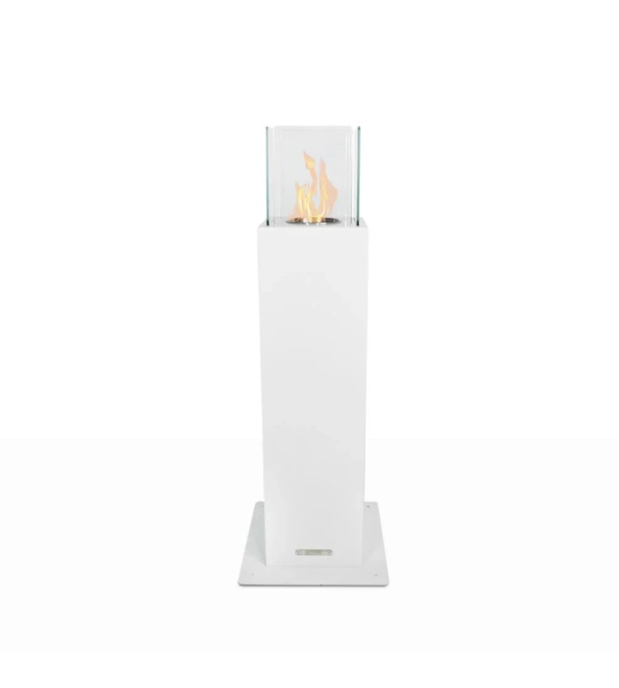 CAMINO BIOETANOLO DA TERRA PER ESTERNO DIVINA FIRE "CAPRI 110" IN ACCIAIO BIANCO 30X30X110 CM