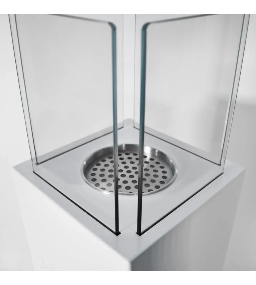 CAMINO BIOETANOLO DA TERRA PER ESTERNO DIVINA FIRE "CAPRI 110" IN ACCIAIO BIANCO 30X30X110 CM