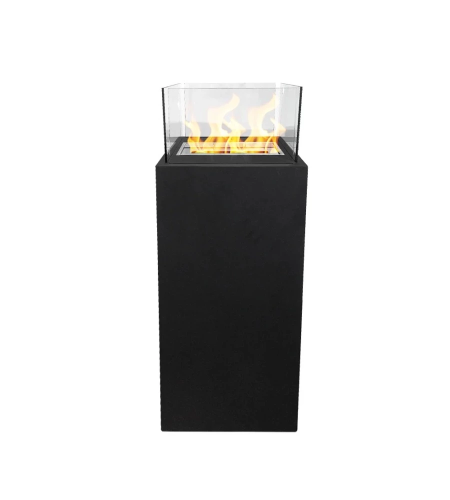 CAMINO BIOETANOLO DA TERRA PER INTERNO ESTERNO DIVINA FIRE "ISCHIA" IN ACCIAIO NERO 40X40X115 CM
