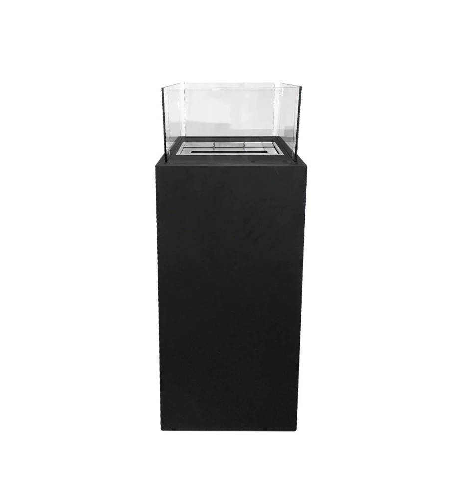 CAMINO BIOETANOLO DA TERRA PER INTERNO ESTERNO DIVINA FIRE "ISCHIA" IN ACCIAIO NERO 40X40X115 CM