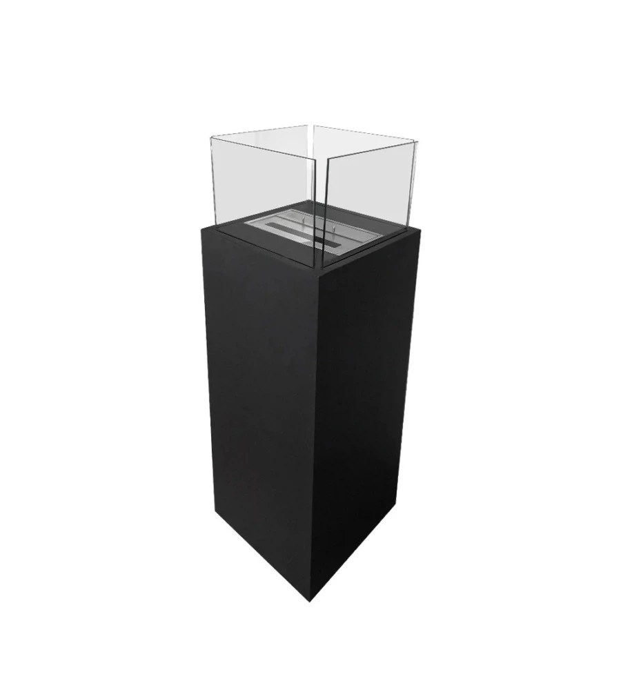 CAMINO BIOETANOLO DA TERRA PER INTERNO ESTERNO DIVINA FIRE "ISCHIA" IN ACCIAIO NERO 40X40X115 CM
