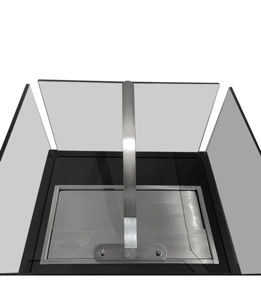CAMINO BIOETANOLO DA TERRA PER INTERNO ESTERNO DIVINA FIRE "ISCHIA" IN ACCIAIO NERO 40X40X115 CM