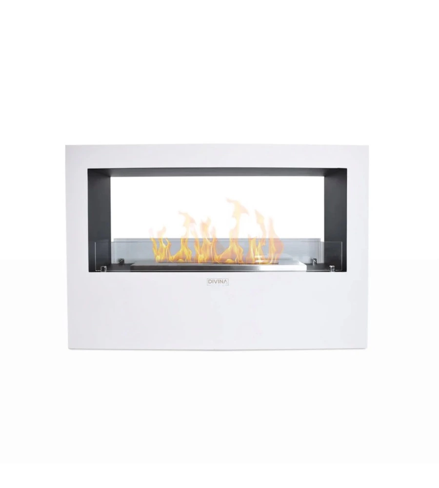 CAMINO BIOETANOLO DA TERRA PER INTERNO ESTERNO DIVINA FIRE "GIOTTO S" IN ACCIAIO BIANCO 100X30X70 CM