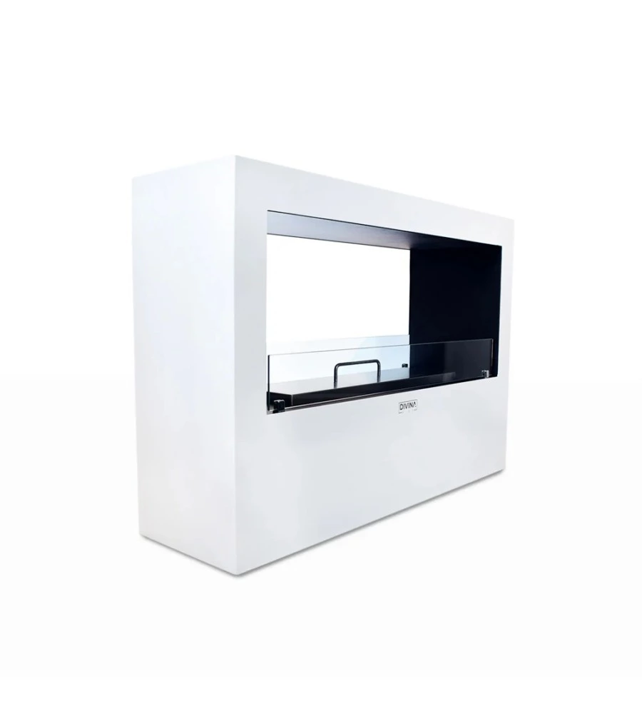 CAMINO BIOETANOLO DA TERRA PER INTERNO ESTERNO DIVINA FIRE "GIOTTO S" IN ACCIAIO BIANCO 100X30X70 CM