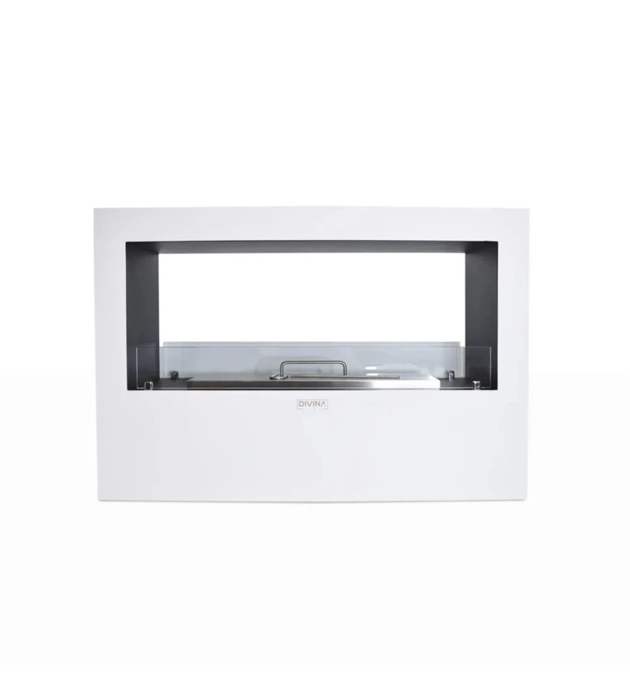 CAMINO BIOETANOLO DA TERRA PER INTERNO ESTERNO DIVINA FIRE "GIOTTO S" IN ACCIAIO BIANCO 100X30X70 CM