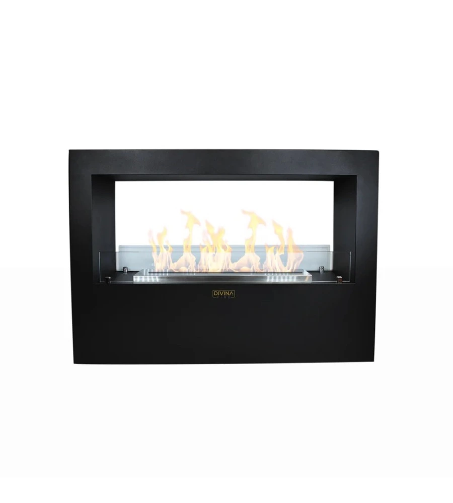 CAMINO BIOETANOLO DA TERRA PER INTERNO ESTERNO DIVINA FIRE "GIOTTO S" IN ACCIAIO NERO 100X30X70 CM