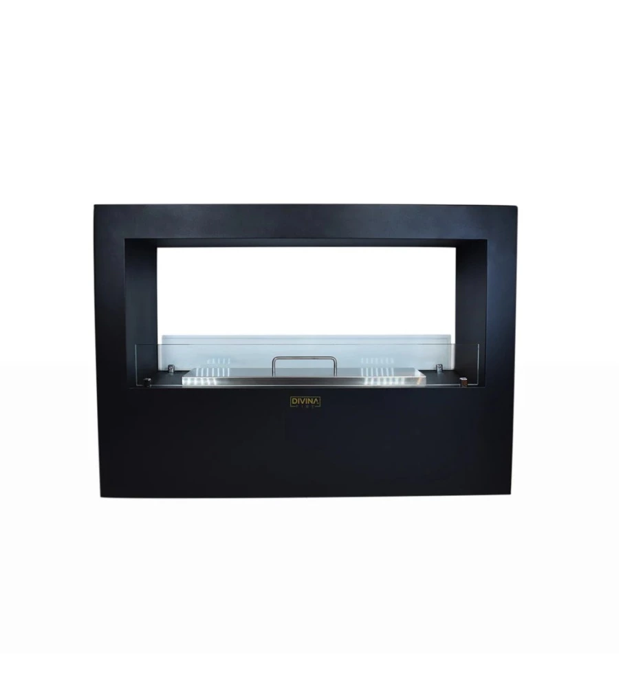 CAMINO BIOETANOLO DA TERRA PER INTERNO ESTERNO DIVINA FIRE "GIOTTO S" IN ACCIAIO NERO 100X30X70 CM