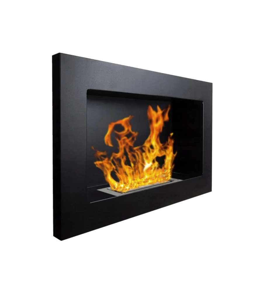 CAMINO BIOETANOLO DA PARETE DIVINA FIRE "PISA" IN ACCIAIO INOX NERO 65X12X40 CM