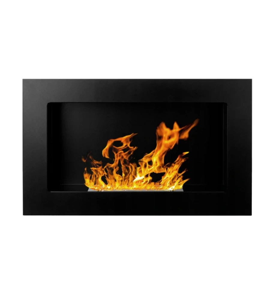 CAMINO BIOETANOLO DA PARETE DIVINA FIRE "PISA" IN ACCIAIO INOX NERO 65X12X40 CM