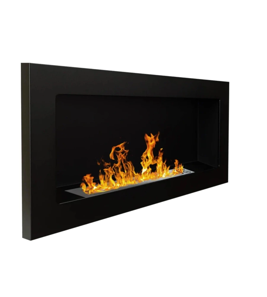 CAMINO BIOETANOLO DA PARETE DIVINA FIRE "LUCCA" IN ACCIAIO NERO 90X12X40 CM