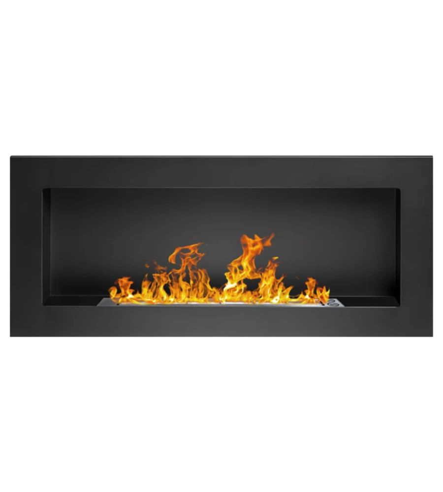 CAMINO BIOETANOLO DA PARETE DIVINA FIRE "LUCCA" IN ACCIAIO NERO 90X12X40 CM