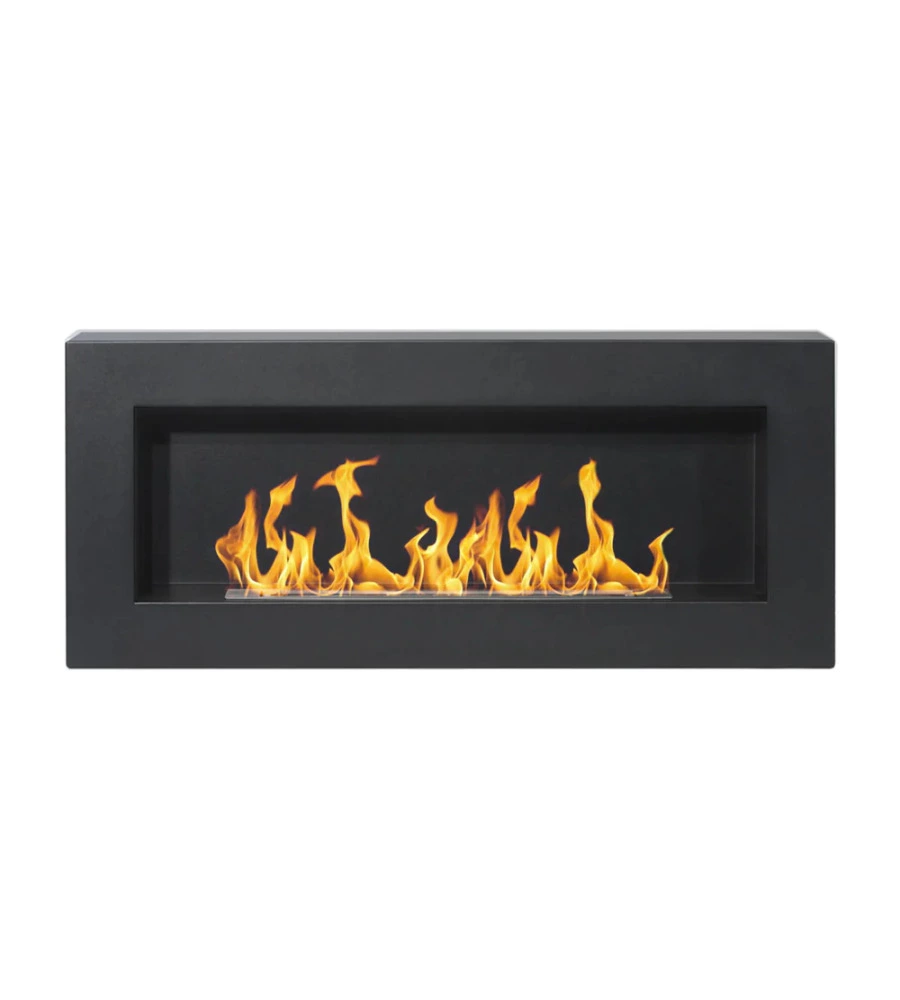 CAMINO BIOETANOLO DA PARETE DIVINA FIRE "SIENA" IN ACCIAIO NERO 90X12X40 CM