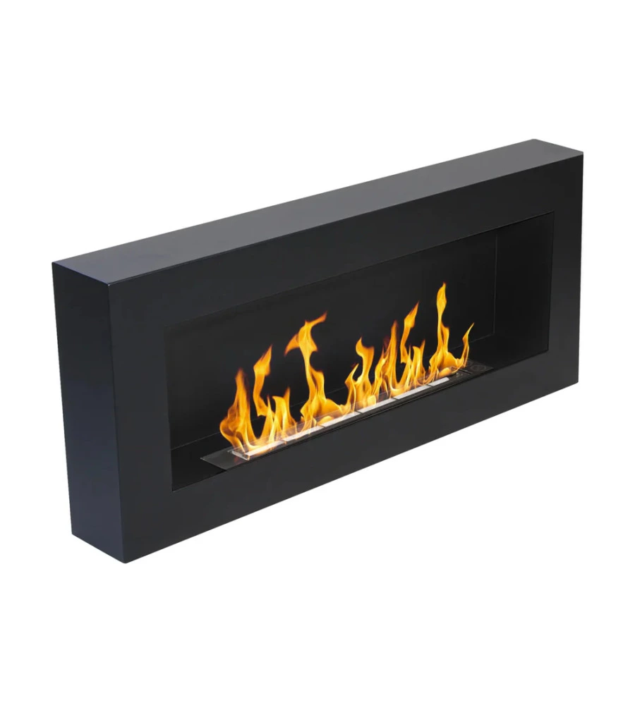 CAMINO BIOETANOLO DA PARETE DIVINA FIRE "SIENA" IN ACCIAIO NERO 90X12X40 CM