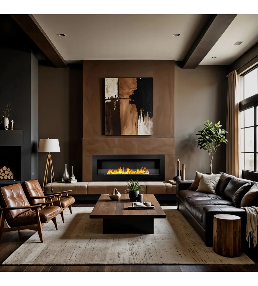 CAMINO BIOETANOLO DA PARETE DIVINA FIRE "SIENA 120" IN ACCIAIO NERO 120X40 CM