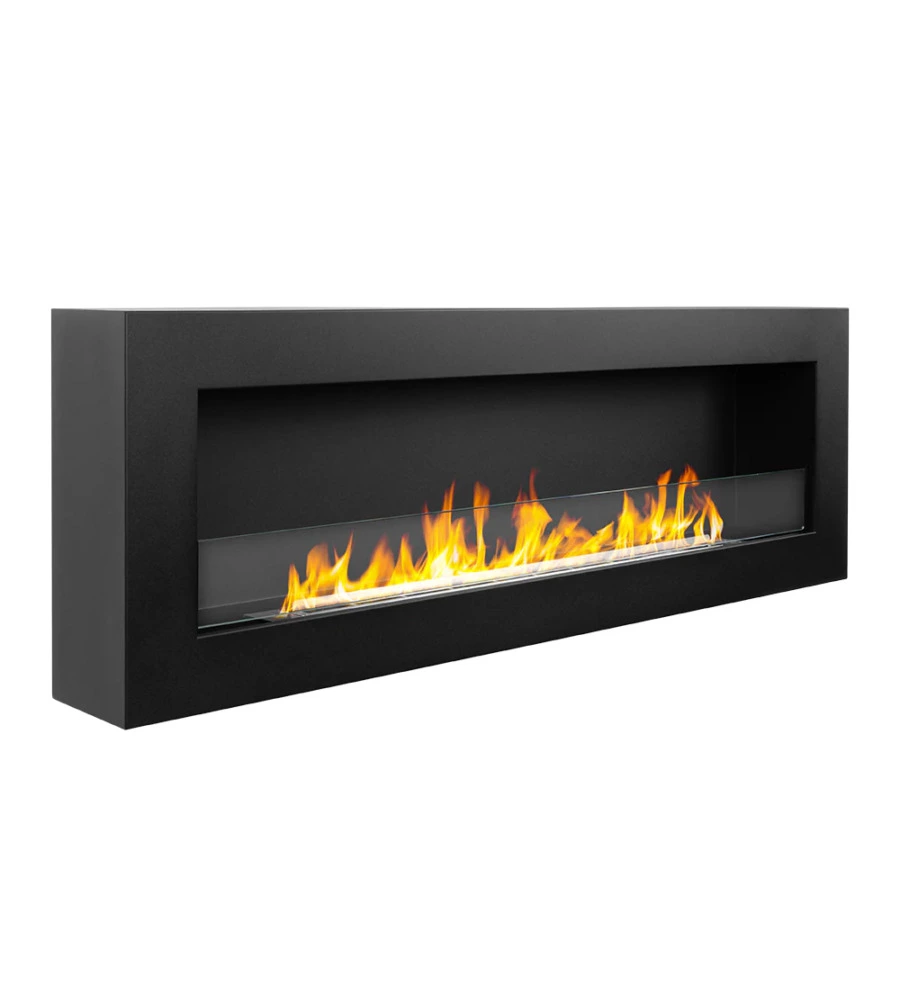 CAMINO BIOETANOLO DA PARETE DIVINA FIRE "SIENA 120" IN ACCIAIO NERO 120X40 CM