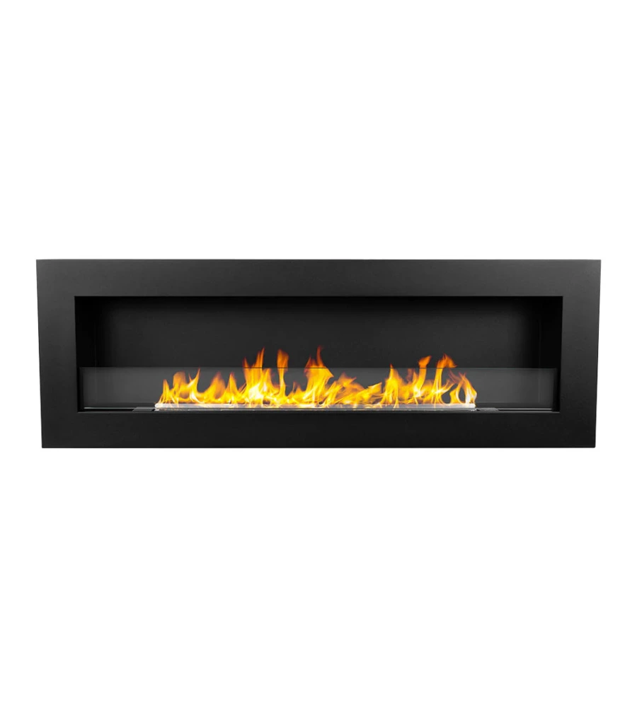 CAMINO BIOETANOLO DA PARETE DIVINA FIRE "SIENA 120" IN ACCIAIO NERO 120X40 CM