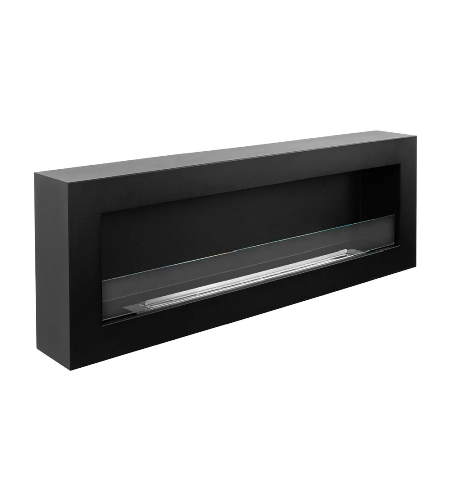 CAMINO BIOETANOLO DA PARETE DIVINA FIRE "SIENA 120" IN ACCIAIO NERO 120X40 CM