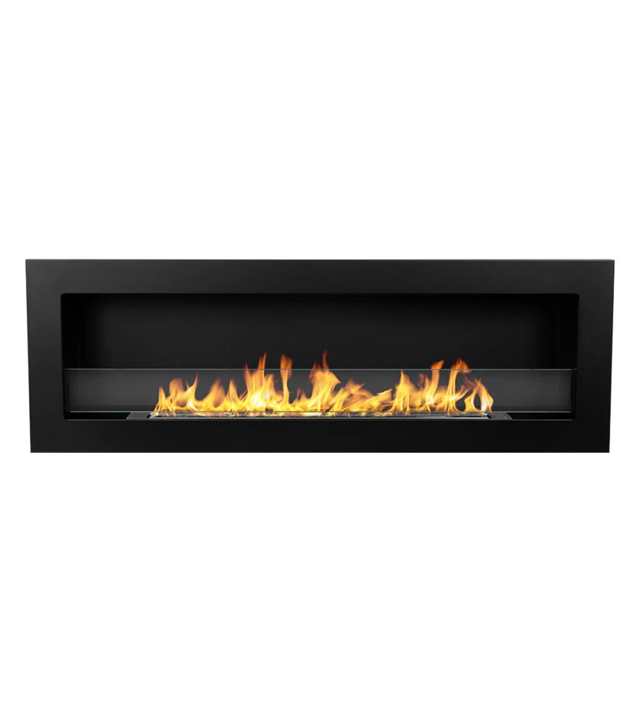 CAMINO BIOETANOLO DA INCASSO DIVINA FIRE "LIVORNO 120" IN ACCIAIO NERO 120X40 CM
