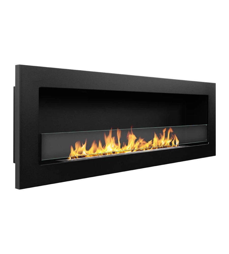 CAMINO BIOETANOLO DA INCASSO DIVINA FIRE "LIVORNO 120" IN ACCIAIO NERO 120X40 CM