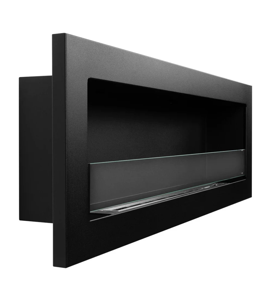 CAMINO BIOETANOLO DA INCASSO DIVINA FIRE "LIVORNO 120" IN ACCIAIO NERO 120X40 CM