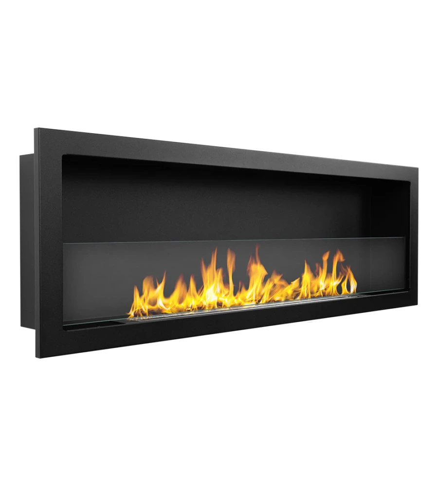 CAMINO BIOETANOLO DA INCASSO DIVINA FIRE "FURORE 120" IN ACCIAIO NERO 120X40 CM