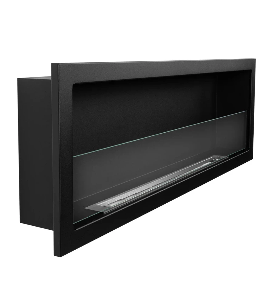 CAMINO BIOETANOLO DA INCASSO DIVINA FIRE "FURORE 120" IN ACCIAIO NERO 120X40 CM