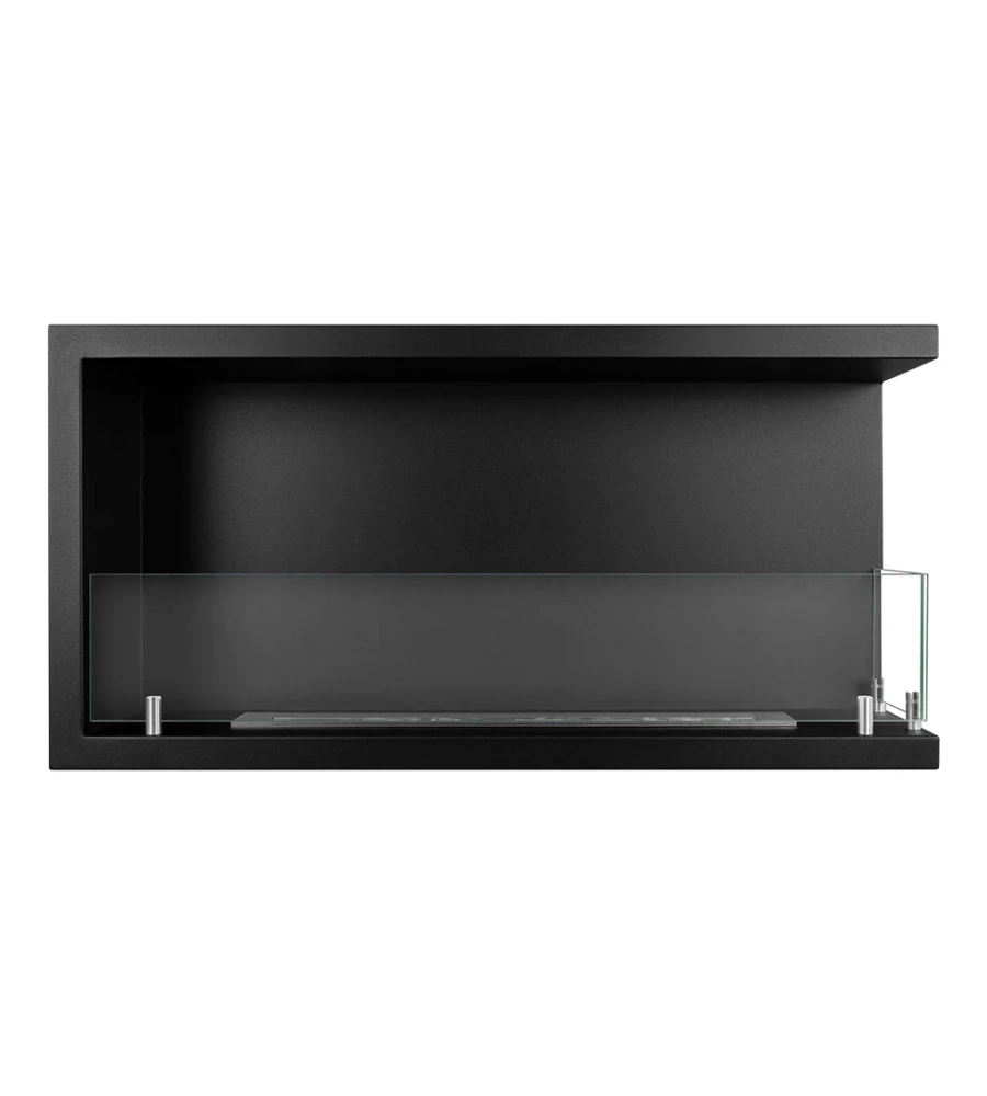 CAMINO BIOETANOLO DA INCASSO DIVINA FIRE "SUTRI 90" APERTURA LATERALE DESTRA IN ACCIAIO NERO 90X45 CM