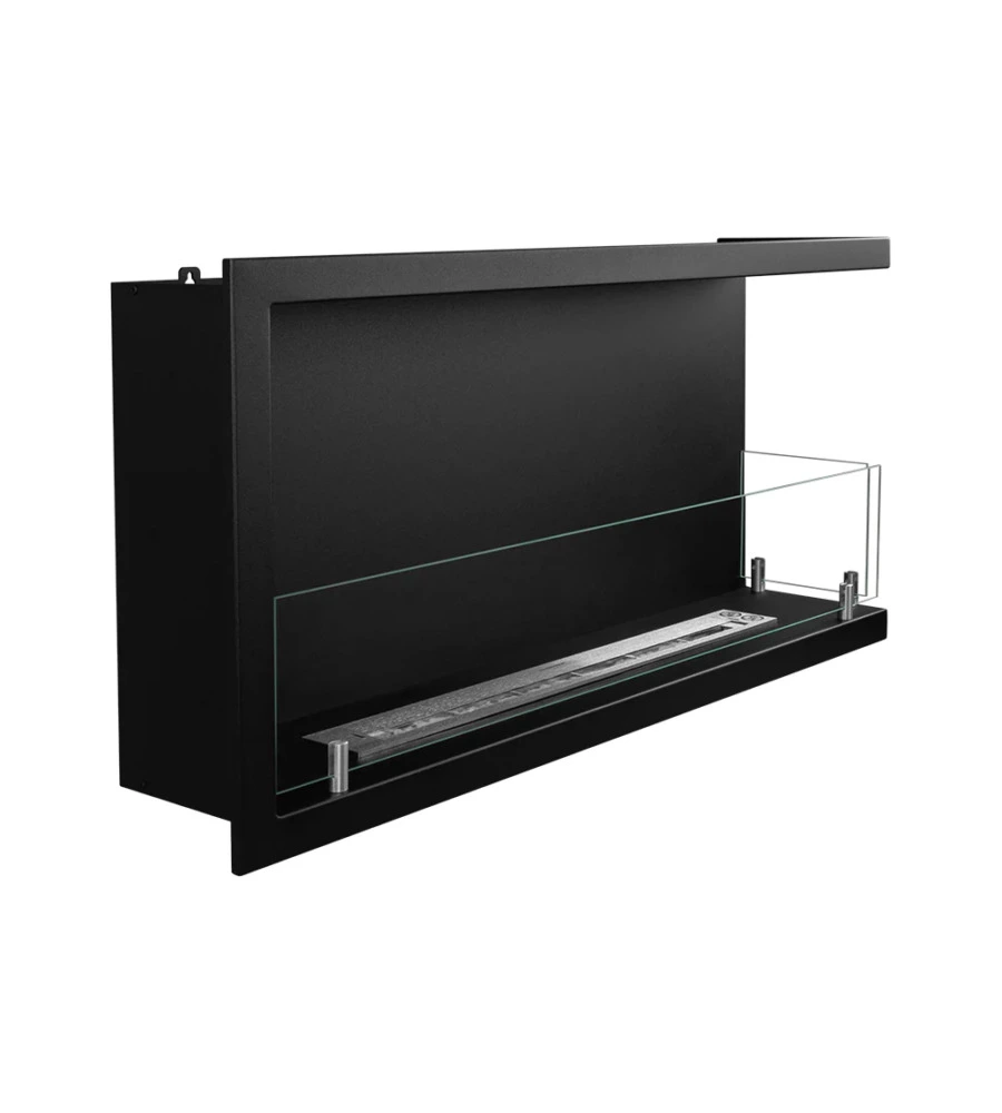 CAMINO BIOETANOLO DA INCASSO DIVINA FIRE "SUTRI 90" APERTURA LATERALE DESTRA IN ACCIAIO NERO 90X45 CM