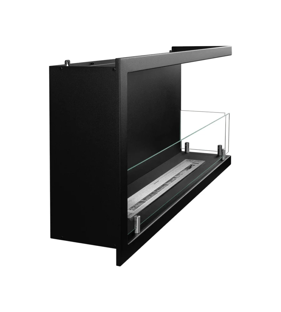CAMINO BIOETANOLO DA INCASSO DIVINA FIRE "SUTRI 90" APERTURA LATERALE DESTRA IN ACCIAIO NERO 90X45 CM