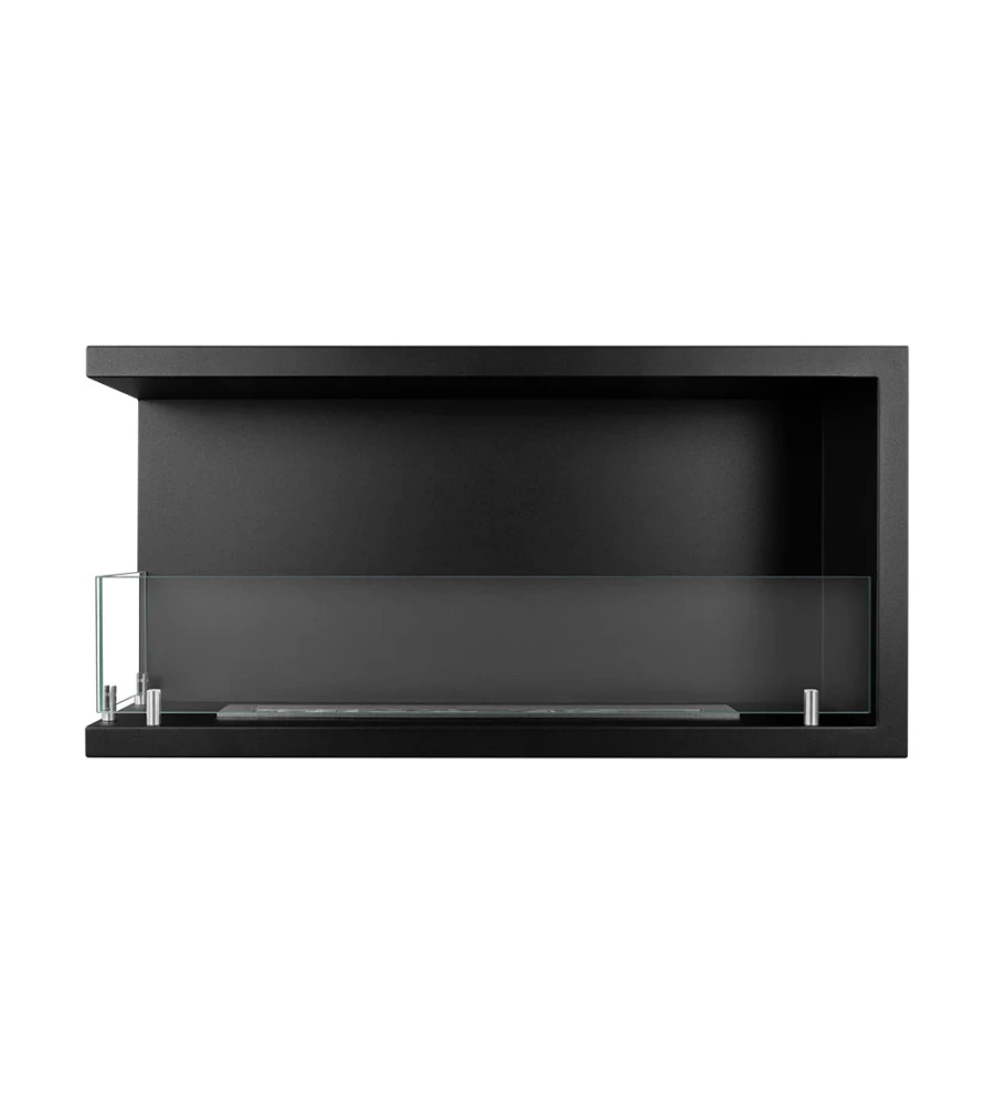 CAMINO BIOETANOLO DA INCASSO DIVINA FIRE "SUTRI 90" APERTURA LATERALE SINISTRA IN ACCIAIO NERO 90X45 CM